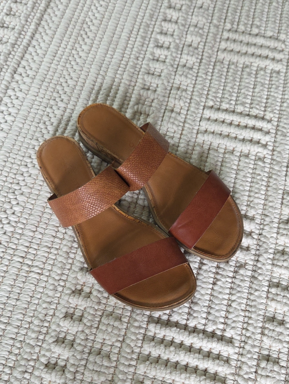 Sun + Stone Brown Leather Slide Sandals - Women